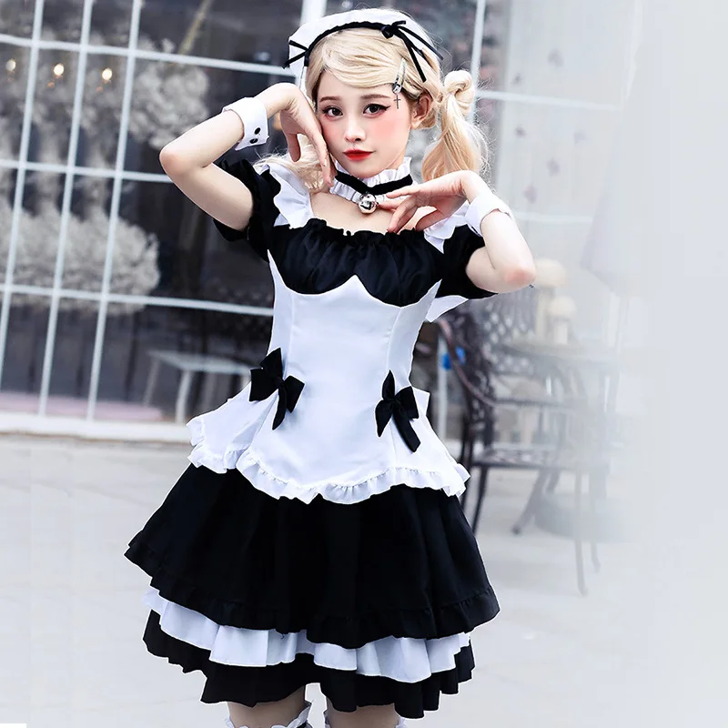 

Sexy French Maid Costume Sweet Gothic Lolita Dress Anime Cosplay Sissy Maid Uniform Plus Size Halloween Costumes for Wome S-XXL