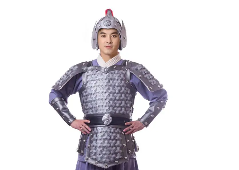 Nonmetal Ancient China Armor Silver Gray costume men ancient general Outfit adults soldier cosplay warrior clothes knight Armor