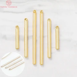 (792)10PCS 15MM 25MM 35MM Thickness 2MM 24K Gold Color Plated Brass Round Rods Charms Pendants High Quality Jewelry Accessories