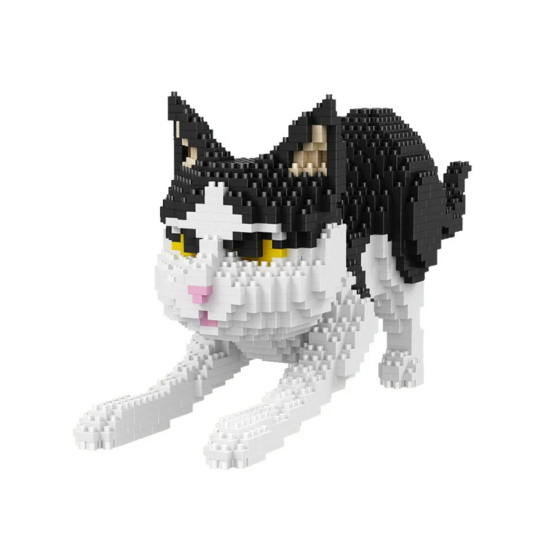 1300pcs+ Balody Animal Building Blocks Cat 3D Sitting Stretch Cat Pets Mini Diamond Bricks Toys For Children Gift