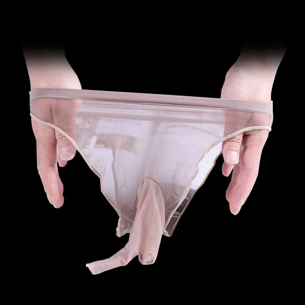 Open Peni Sheath Briefs Men Stockings Sexy Belt JJ Sleeve Ultra Thin Transparent Underwear Oil Glossy Penis Thong and G-String