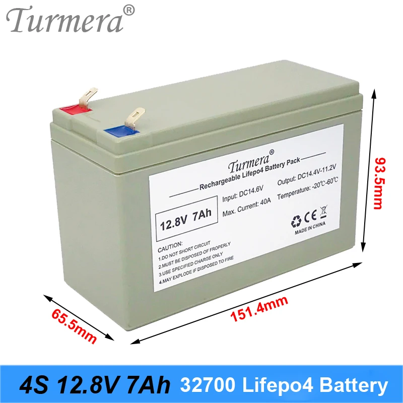 Turmer 32700 Lifepo4 akumulator 4S1P 12.8V 7Ah z 4S 40A bilans BMS dla 12V Panel słoneczny i system ups 12V