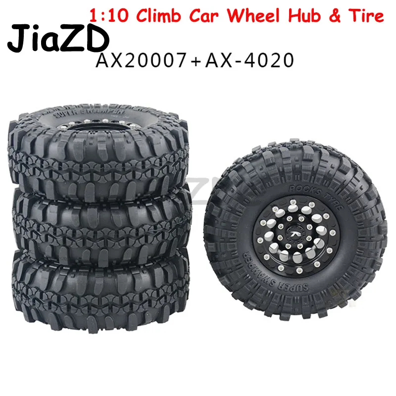 

4pcs AX 4020-1 1.9in Rubber Tire with Alloy Mental Beadlock Wheel Rim for AXIAL SCX10 90046 RC4WD D90 1/10 RC Rock Crawler Car