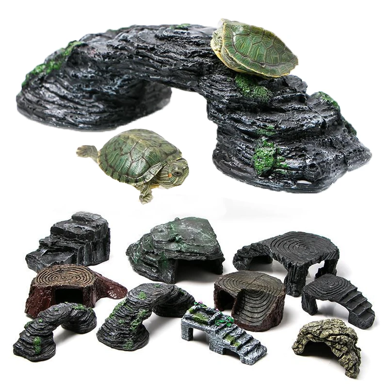 Aquarium Fish Tank Stone Turtle Basking Climbing Reptile Platform Terrace Aquarium Decor For Fish Cave Decoration