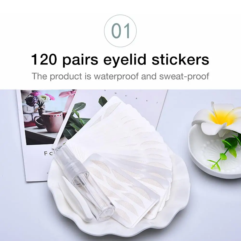 Pegatinas invisibles de encaje transparente para párpados, pegatina de malla para ojos grandes para chica, cinta adhesiva para párpados, 120 pares