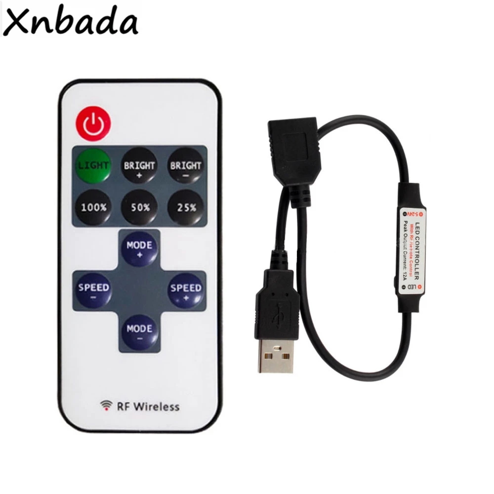 Mini 11Keys RF Wireless Led Remote Controller Led Dimmer Controller For Single Color Light Strip SMD5050/3528/5730/5630/3014