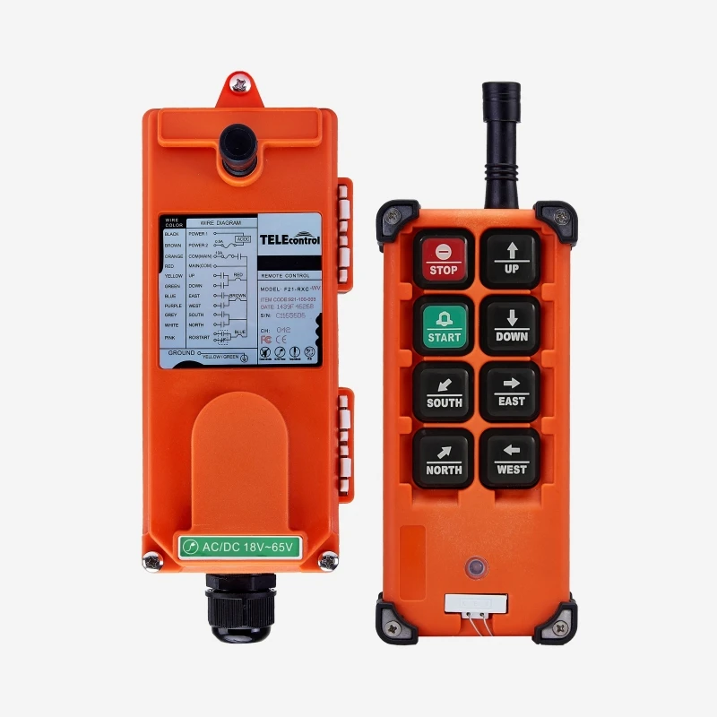 12-24V F21-E1B Telecontrol Industrial Radio Remote Control System with 6 Single Speed Push Button Key Command Controller F21e1b