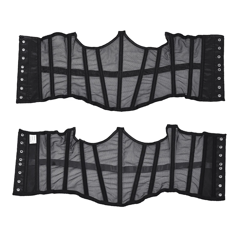 Beaushare Women Waist Trainer Sexy Black Mesh Corset Goth Vintage Slim Body Belts Streetwear See Through Corset