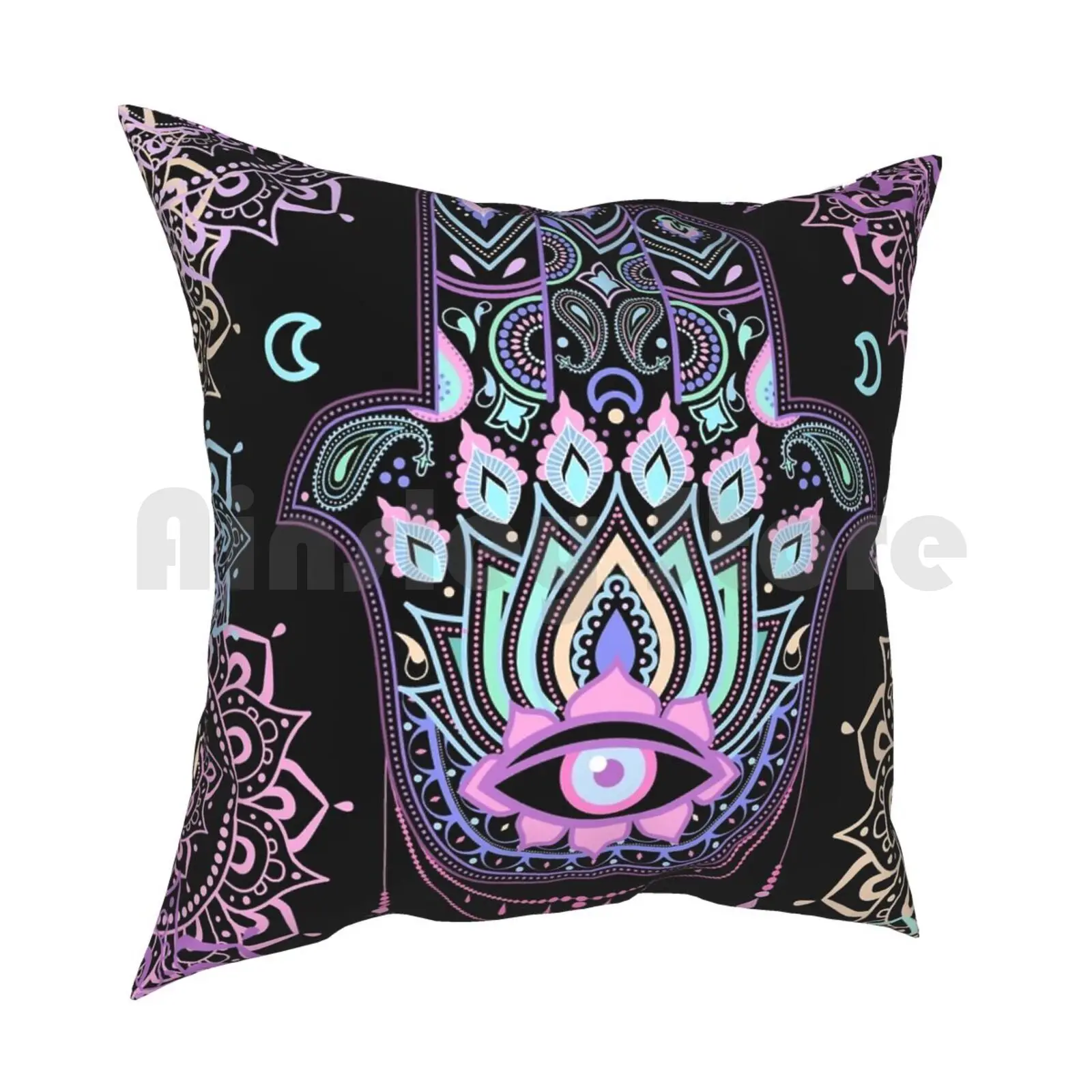 Pastel Hamsa Amulet Pillow Case Printed Home Soft DIY Pillow cover Hamsa Amulet Good Luck Charm Good Luck Charm Dream