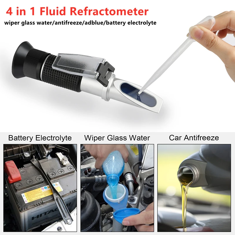 

Universal Car Engine Antifreeze Fluid Refractometer Battery Electrolyte Density Adblue Glass Water Battery Hydrometer Tester