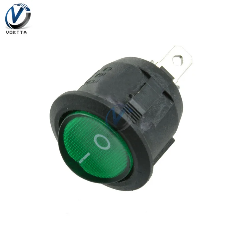 Mini On/Off Round Push Button Switch LED Light Embedded Rocker Switch Blue Red Green Black Button Switch AC 250V 6A 125V 10A