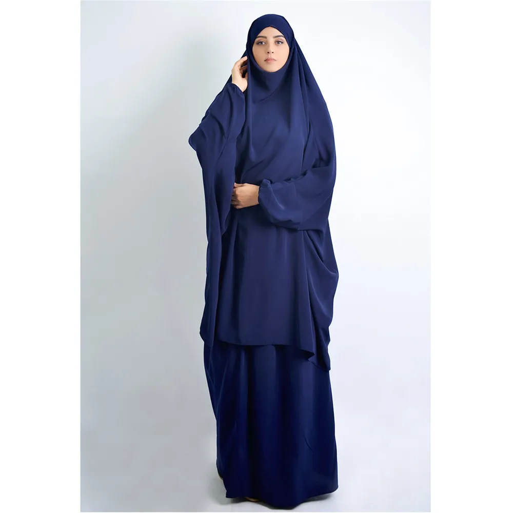 Imagem -04 - Vestuário de Oração Muçulmana para Mulheres Conjunto de Duas Peças Longo Hijab Khimar Abaya Robe Roupa Saia Ramadã Abayas Roupas Islâmicas Niqab