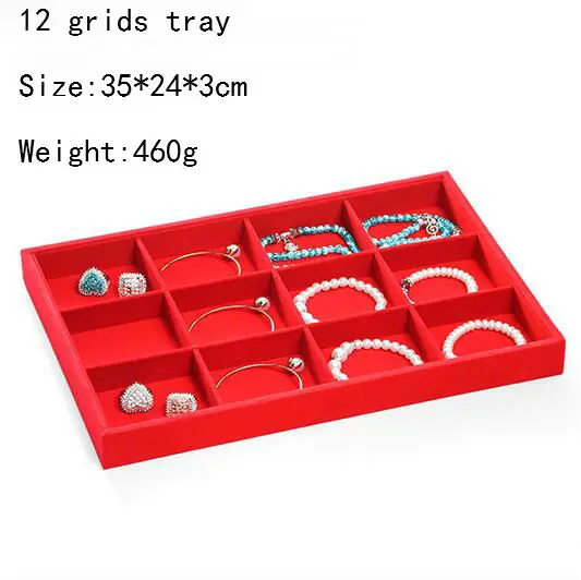 Fashion Hot Sale Red Velvet Jewelry Tray Jewellery Display Box Necklace Earring Pendant Stud Organizer Other Accessories Show