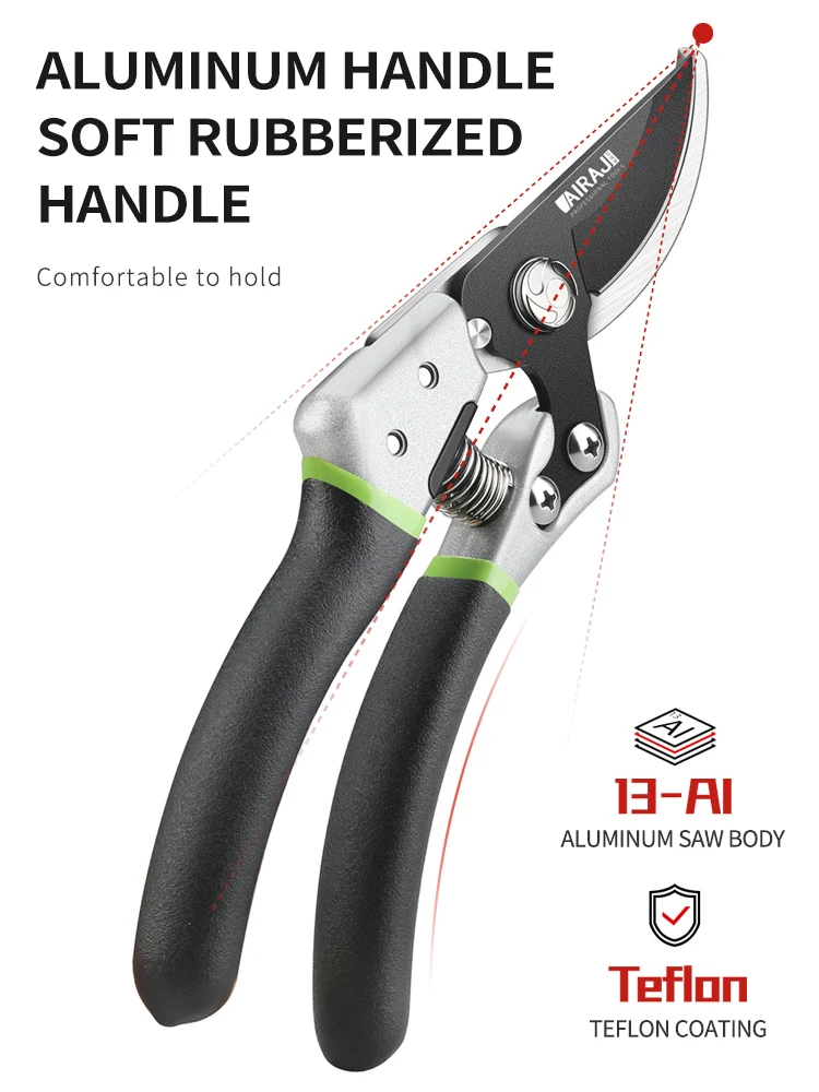 AIRAJ Pruning Shears Set Cutting 28mm Gardening Branches and Flowers Multifunctional Pruning Tool with Folding Saw and Gloves