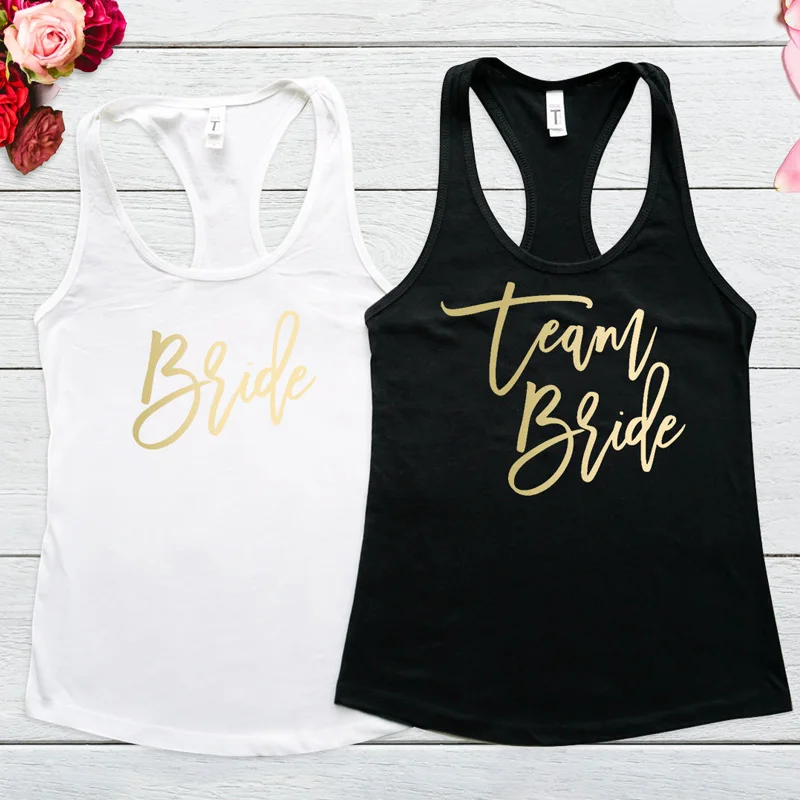 

Personalized Bride Squad Wedding Gift Tee Shirt Vest Bride Team Bride Tank Tops Trendy Women's Bachelorette Party Tanks