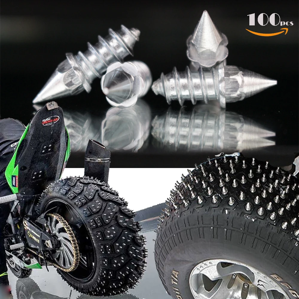 100pcs 25mm Gripping Snow M6 Screw Studs Car Off-Road ATV Screw Tire Nail Anti-Slip Wheel Snow Anti Skid Ice Stud Tyre Spikes