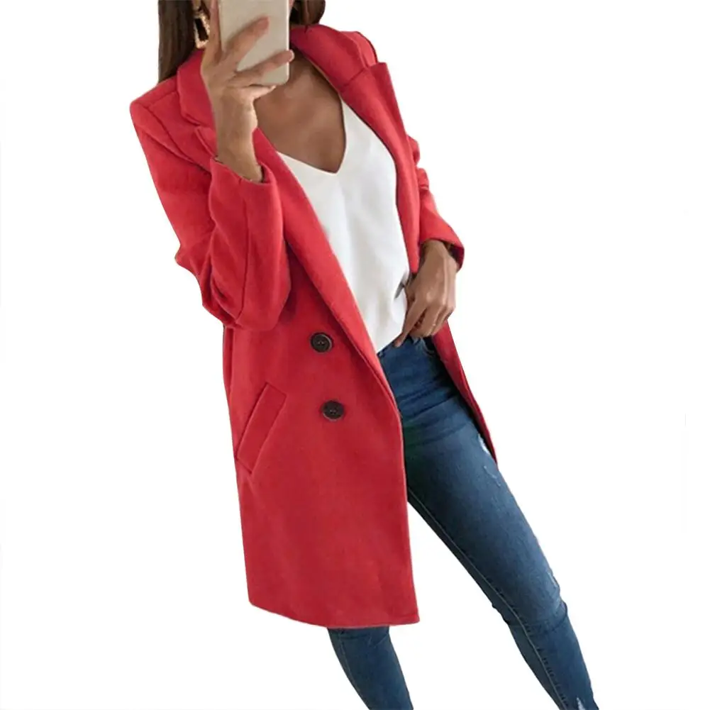 Mùa Thu Đông Nhỏ Cho Nữ Giảm Béo Dài Cardigan Ấm Áo Liền Quần Áo Khoác Blazer Phối