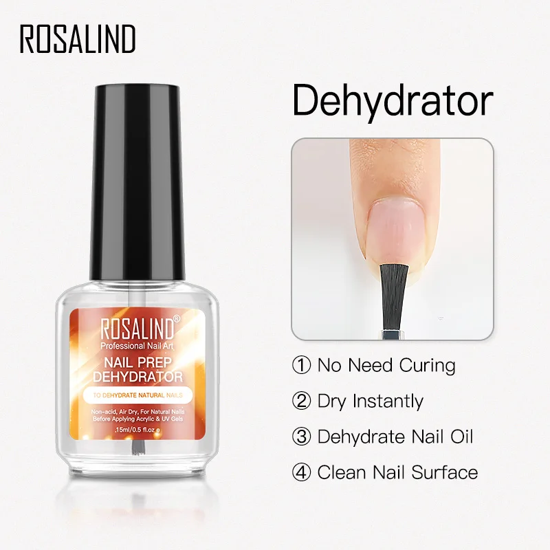 Rosalind 15 Ml Nail Dehydrator Gel Polish Nail Primer Geen Behoefte Curing Lucht Drogen Voor Nagels Art Base Top Coat langdurige Gel Lak