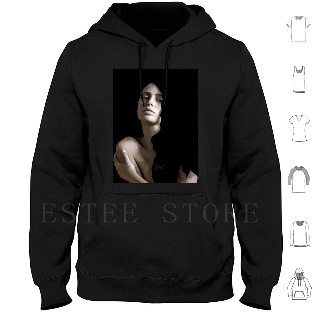 Study Of Light Hoodie Long Sleeve Womens Light Tone Portrait Face