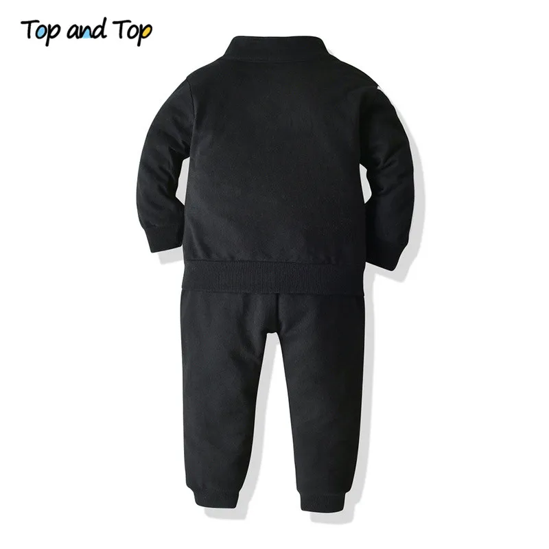 Top and Top Spring Autumn Boys Girls Clothing Set Long Sleeve Zipper Sweatshirt Coat+Trousers Striped Sport Suit 2Pcs Tracksuit