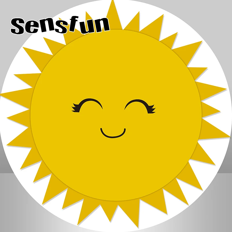 Sensfun Gold Smile Sun Round Backdrop Cover Girls Newborn Baby Shower 1st Birthday Party Photography Background Elastic Custom