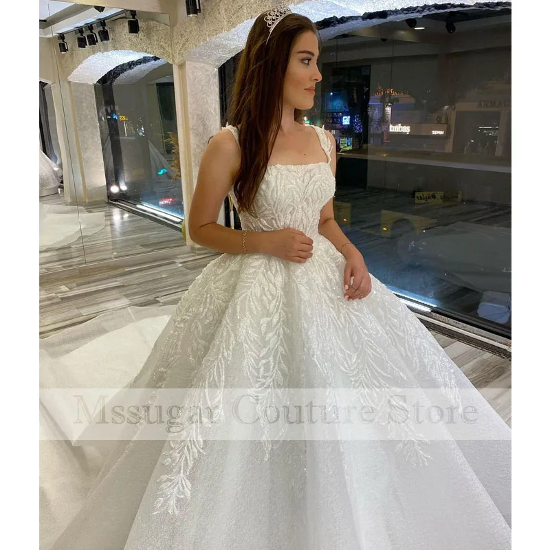 2022 Spaghetti Straps Lace Wedding Dresses A-line Appliques Informal Bridal Gowns Abito Da Sposa