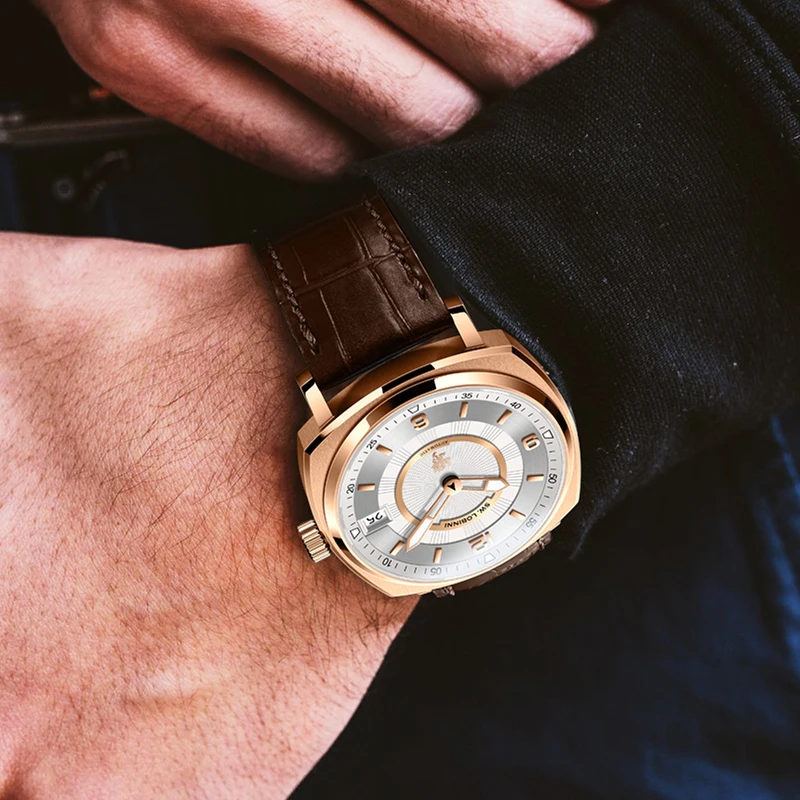 LOBINNI quadrante quadrato orologio meccanico da uomo riserva di carica orologi automatici 80 ore vetro zaffiro orologi impermeabili 50M