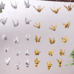 15cm Origami Paper Crane Lucky Bell String Garland Handmade Bird For Wedding Birthday Baby Shower Party Backdrop Home Decoration