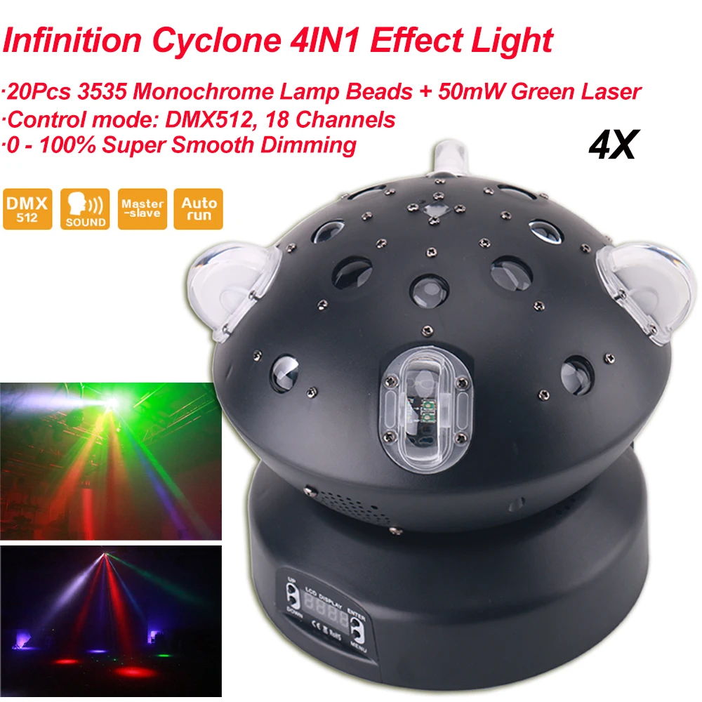 

4Pcs/Lot Infinite Rotation Beam Laser line Gobo 4in1 Moving Head Light DJ Disco Party Dance Wedding Stage Effect Lighting