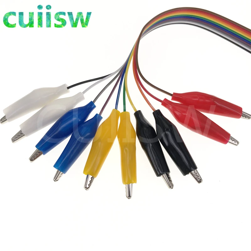 20 سنتيمتر 30 سنتيمتر 10pin مزدوجة نهاية التمساح كليب الانتقال سلك الذكور الإناث التمساح كليب اختبار الرصاص سلك توصيل معزز خط كابل اتصال ذاتي الصنع