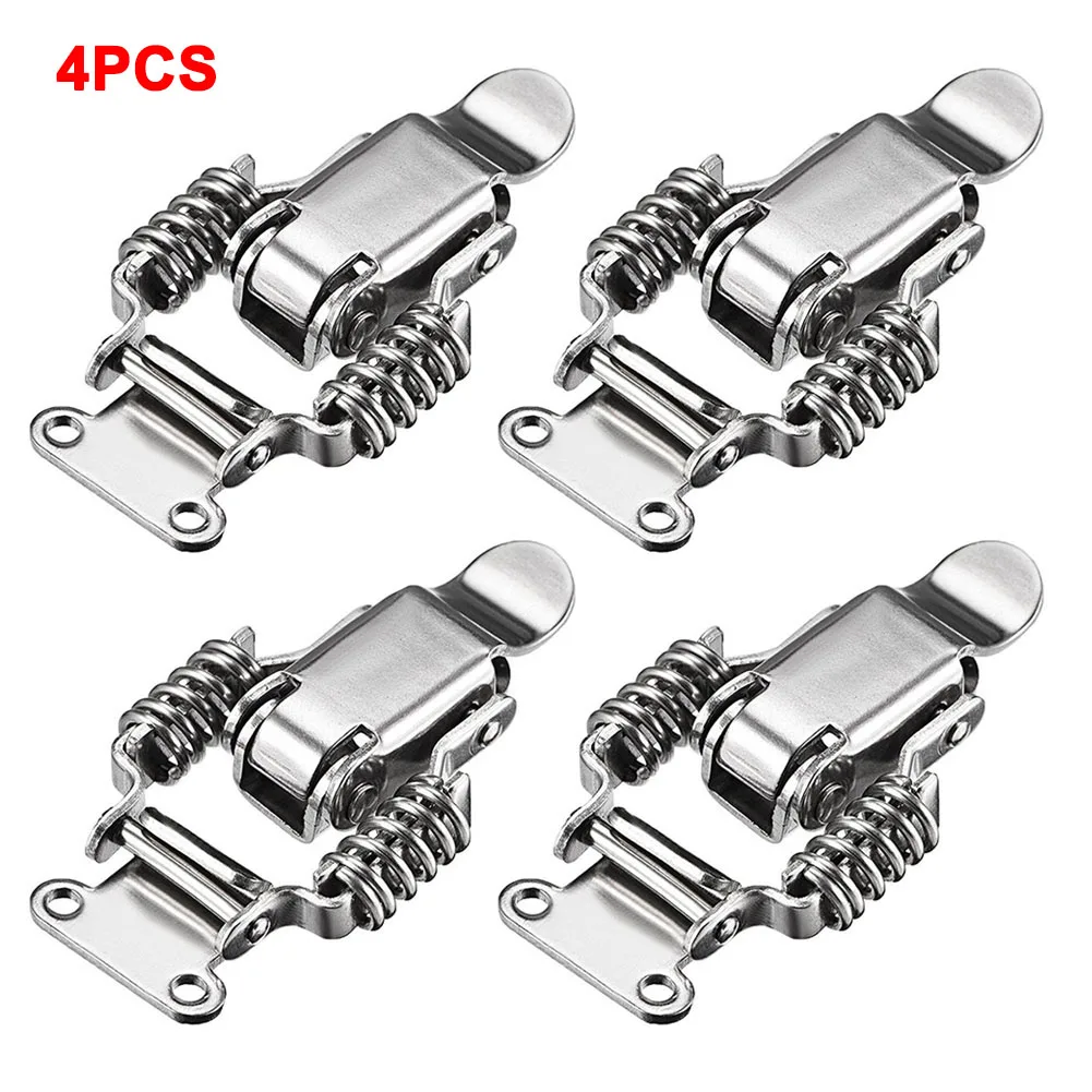 2pcs/4pcs Toolbox Draw Compression Spring Toggle Latch Catch Clamp Silver Alloy Hinge For DIY Crafts Small Drawe