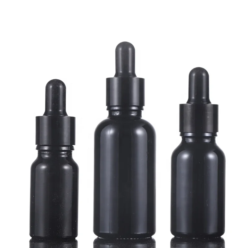 

10ml 15ml 20ml 30ml 50ml 100ml empty black glass essential oil dropper bottle Cosmetic Packing Containers