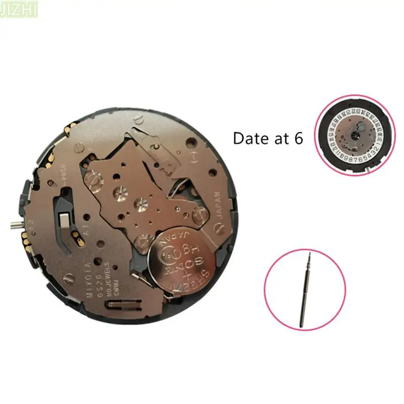 13 1/2''' Date@6 Watch Quartz Movement With Stem&Battery Replacement Accessories For Miyota OS20