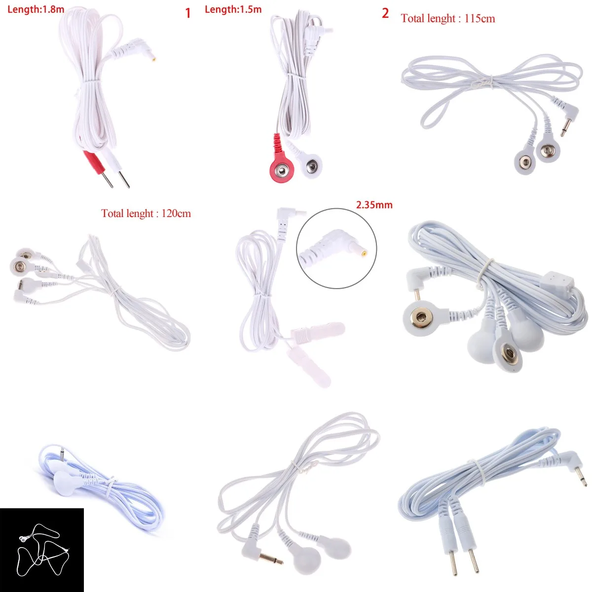 

2/4Buttons Electrotherapy Electrode Lead Electric Shock Wires Cable For Tens Massager Connection Cable Massage & Relaxation Hot