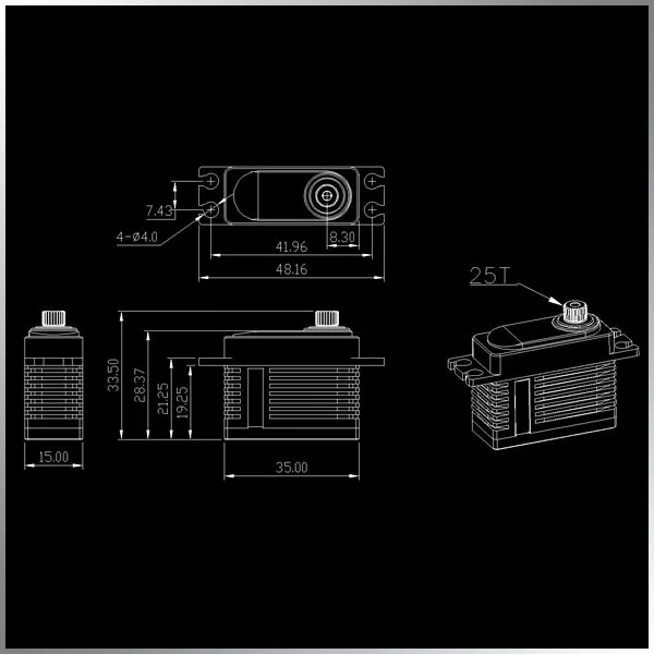 Kingmax 43g CLS4411HHV 11kg.cm Servo de engrenagem de metal digital Caixa CNC completa de alta tensão para helicóptero classe RC 500 ou avião 70E