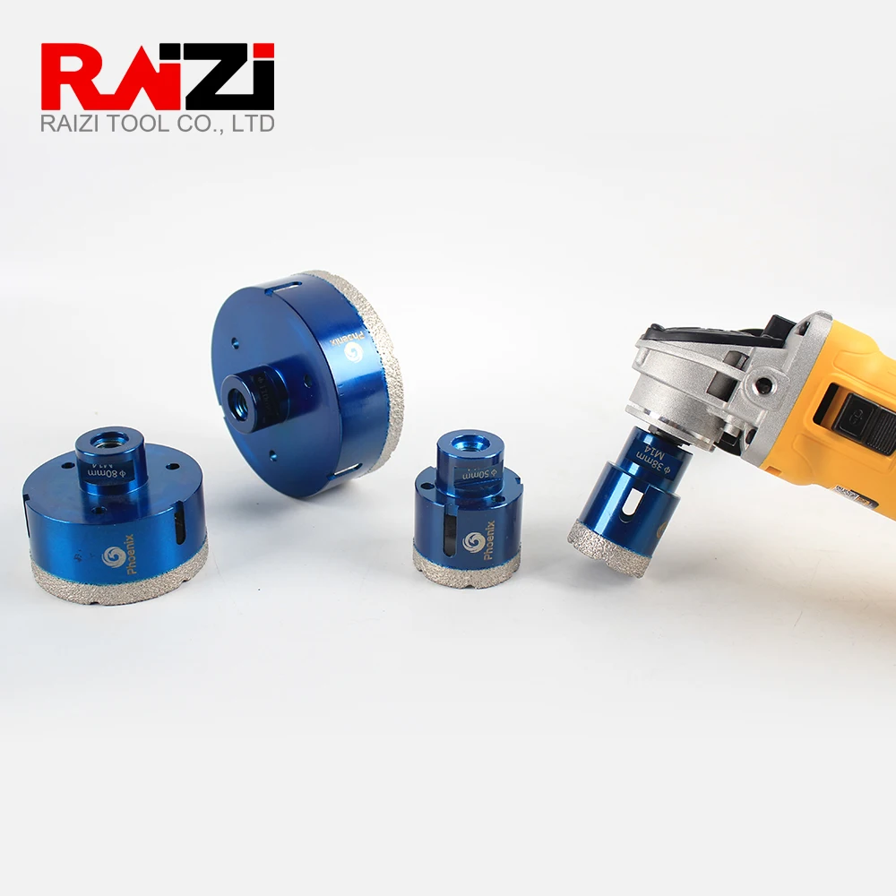 Raizi Phoenix 1pc M14 punta diamantata a secco brasata sottovuoto per sega a tazza per piastrelle in gres porcellanato e granito