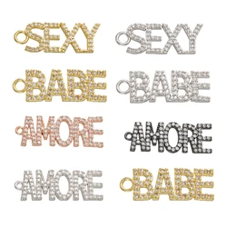 ZHUKOU CZ Crystal BABE SEXY letter charms for DIY handmade earring necklace Jewelry accessories making Components model:VD700