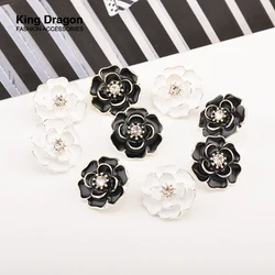 New Arrival Rhinestone Flower Buttons 24MM 6PCS/Lot Silver Color For Needlework Women Coat Suit Cardigan Sewing Buttons KD872