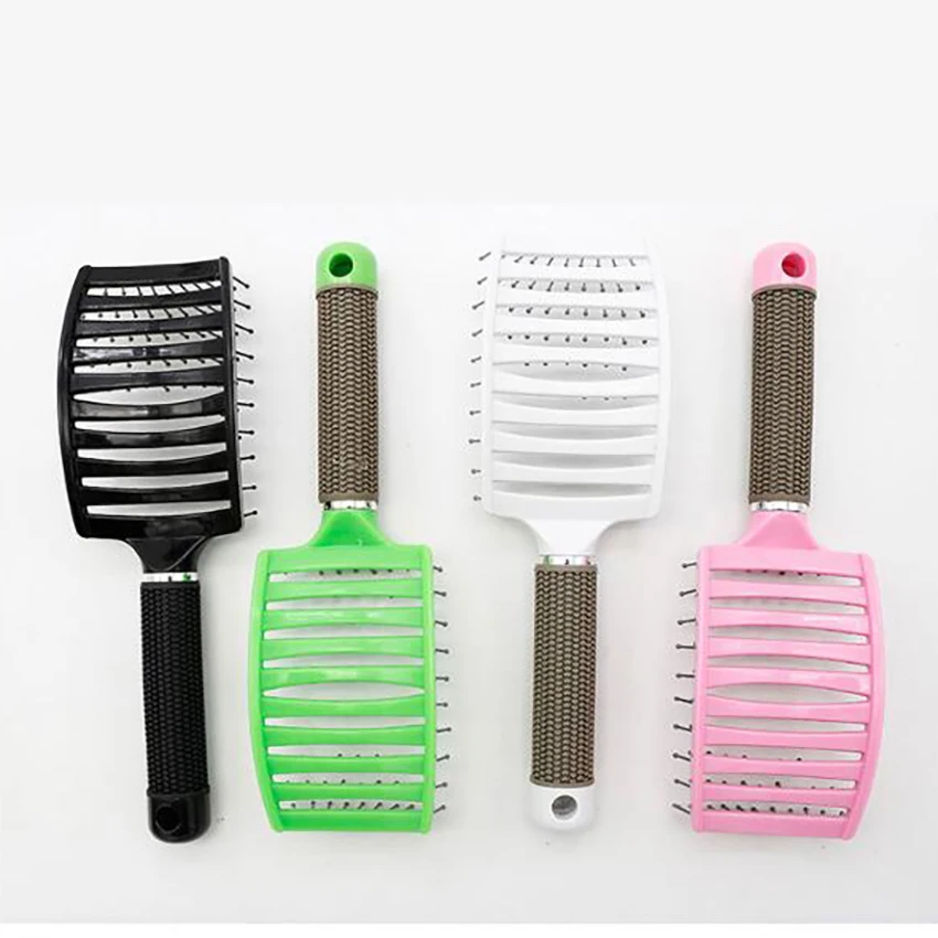 النايلون الشعر فرشاة النساء البلاستيك مكافحة ساكنة الشعر مشط الرطب مشط فرشاة شعر تدليك المهنية فرشاة تسريح تصفيف الشعر أدوات