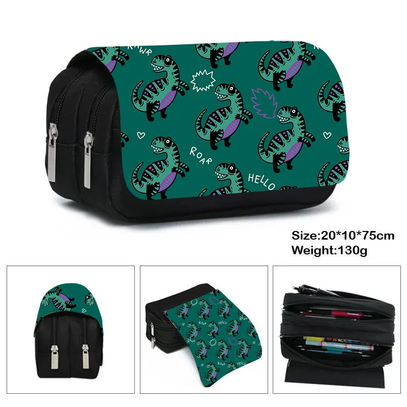 Cool Dinosaur Print Cosmetic Cases Pencil Box Teenagers for Boys Girls Makeup Bag Children Cartoon Dinosaur School Bags Gift