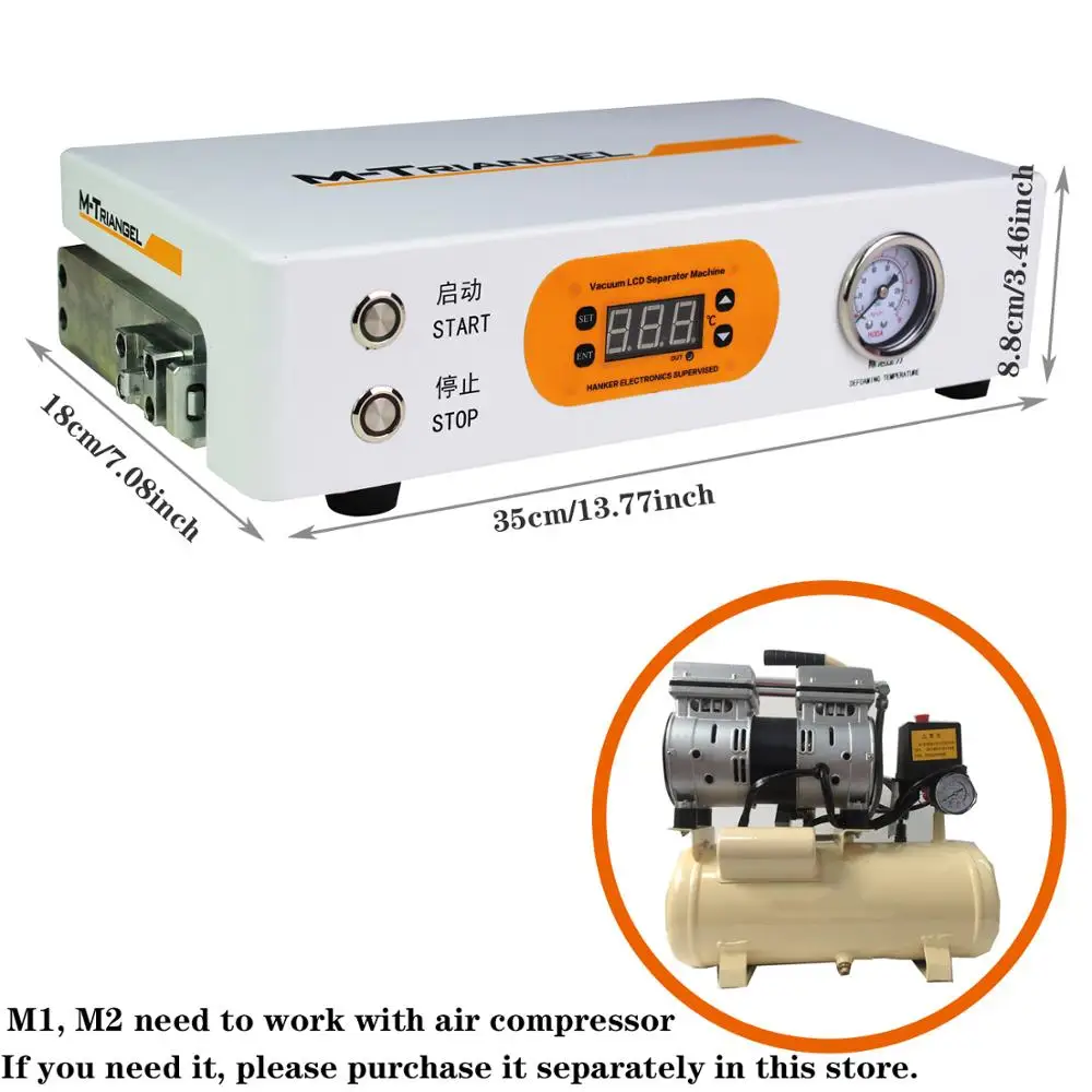 شاشة مسطحة LCD فقاعة ماكينة إزالة LCD تجديد 220 فولت/110 فولت 7 بوصة شاشة مضخة تفريغ LCD جهاز عزل زجاجي M-Triangel M1