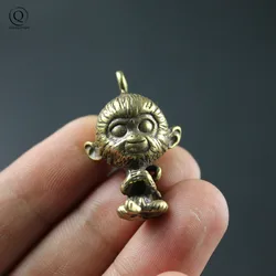 Brass Monkey Cartoon Doll Keychain Pendant Vintage Copper Big Head Monkey Key Chain Ring Hanging Trinket Keyring Pendant Jewelry
