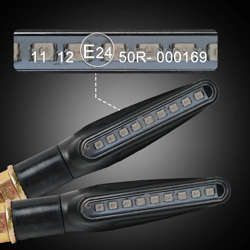 Emark-intermitentes LED para motocicleta, luz E24, indicador intermitente, señal de parada trasera flexible, relé LED incorporado