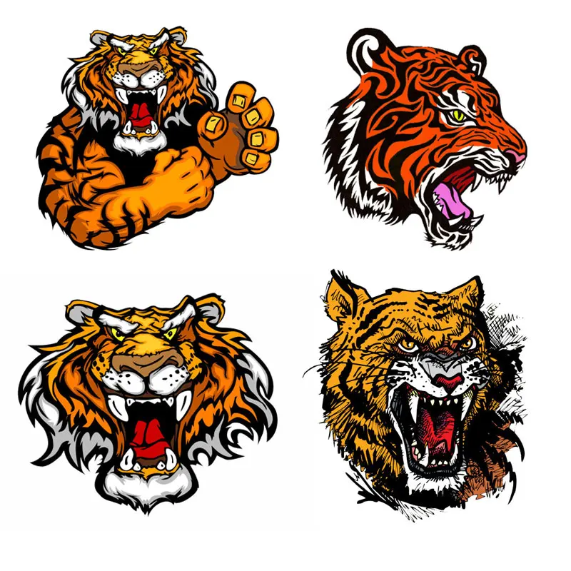 Tiger Boy Clothing Stickers Iron On Patches Diy Heat Transfers Patch For Clothes Boy Girl T-shirt Appliques Decoration