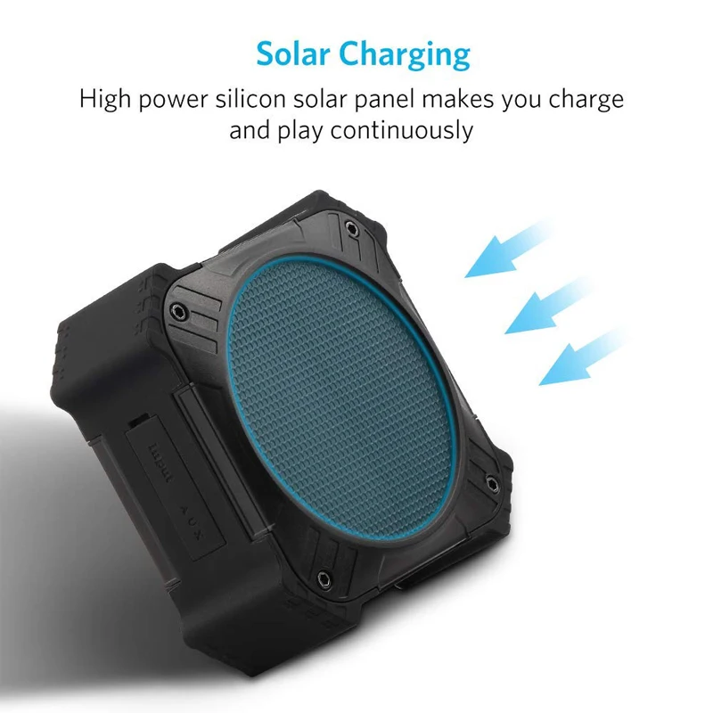 

Soleeanre Solar-Powered Bluetooth-compatible Speaker Portable IP66 Waterproof Wireless Speakers Stereo Sound Deep Bass Mic AUX