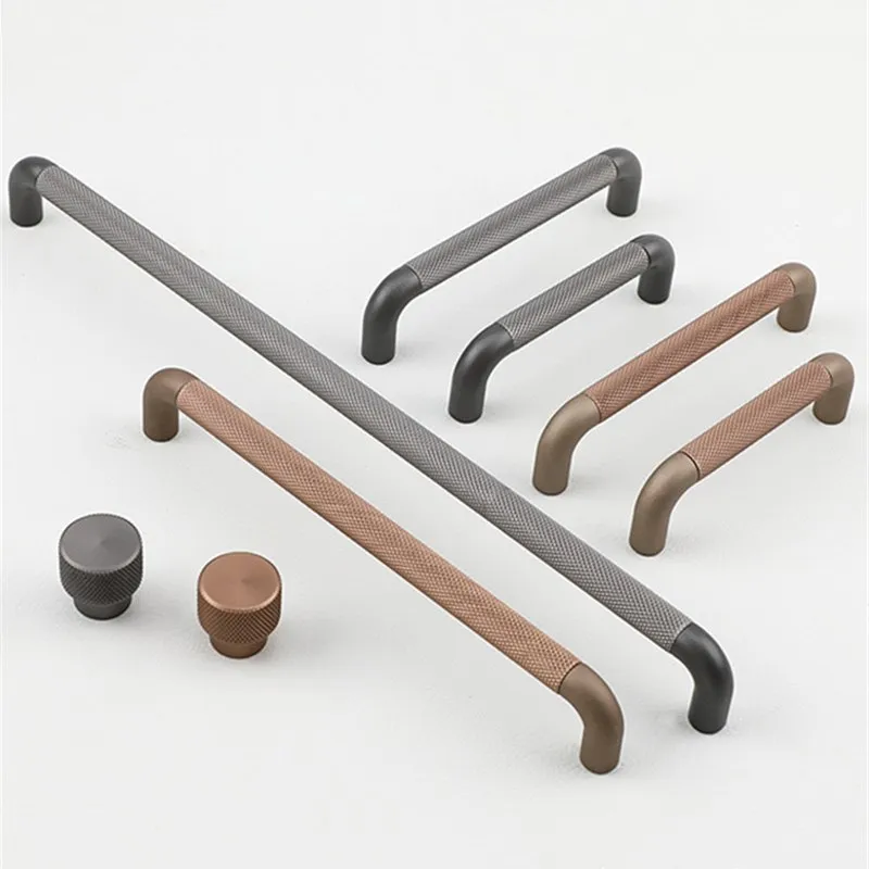 KK&FING Light Luxury Nordic Coffee Aluminum Alloy Cabinet Drawer Handles Wardrobe Shoe Cabinet Door Pulls Dresser Knobs Hardware