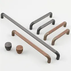KK&FING Light Luxury Nordic Coffee Aluminum Alloy Cabinet Drawer Handles Wardrobe Shoe Cabinet Door Pulls Dresser Knobs Hardware
