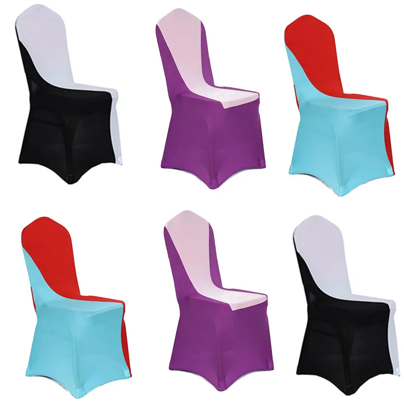 100PCS Universal Stretch Spandex Double Color Mix Chair Cover Wedding Party Hotel Supply Decoration