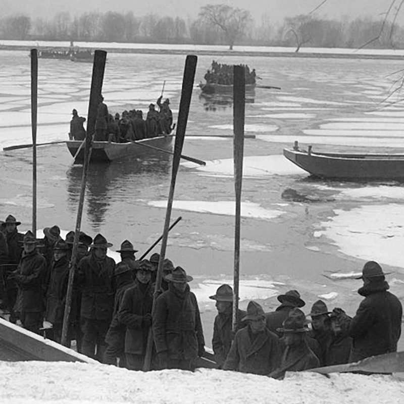 Black White Military Training on the Potomac Vintage Photo Print , Military History Photography Poster Wall Art Canvas Painting