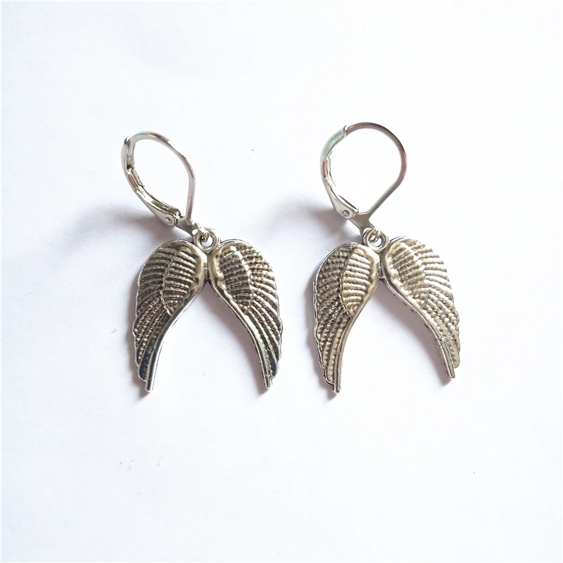 Angel Wings Leverback Earrings, Women Clip Earrings, Wing Dangle Earrings, Geek Jewellery Quirky Earrings Punk Earrings